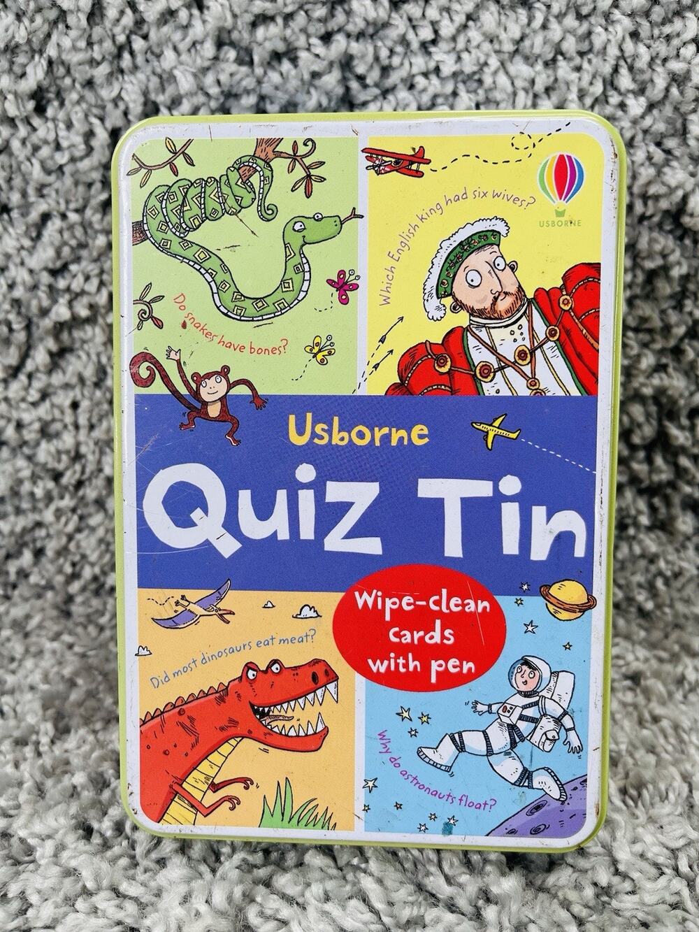 Usborne Quiz Tin Flash Card Game Children Kids Trivia Flash Toys And Games